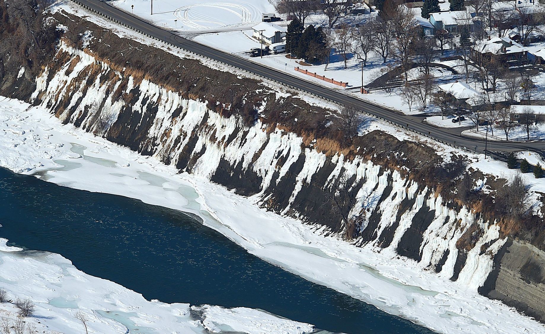 Ice along river